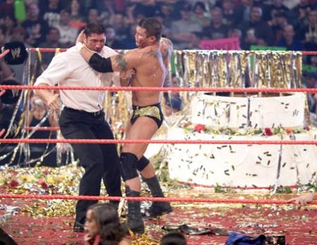 Randy Orton kick the hell out of batista