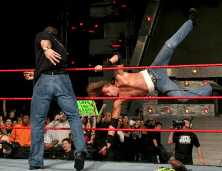 Edge over the top rope